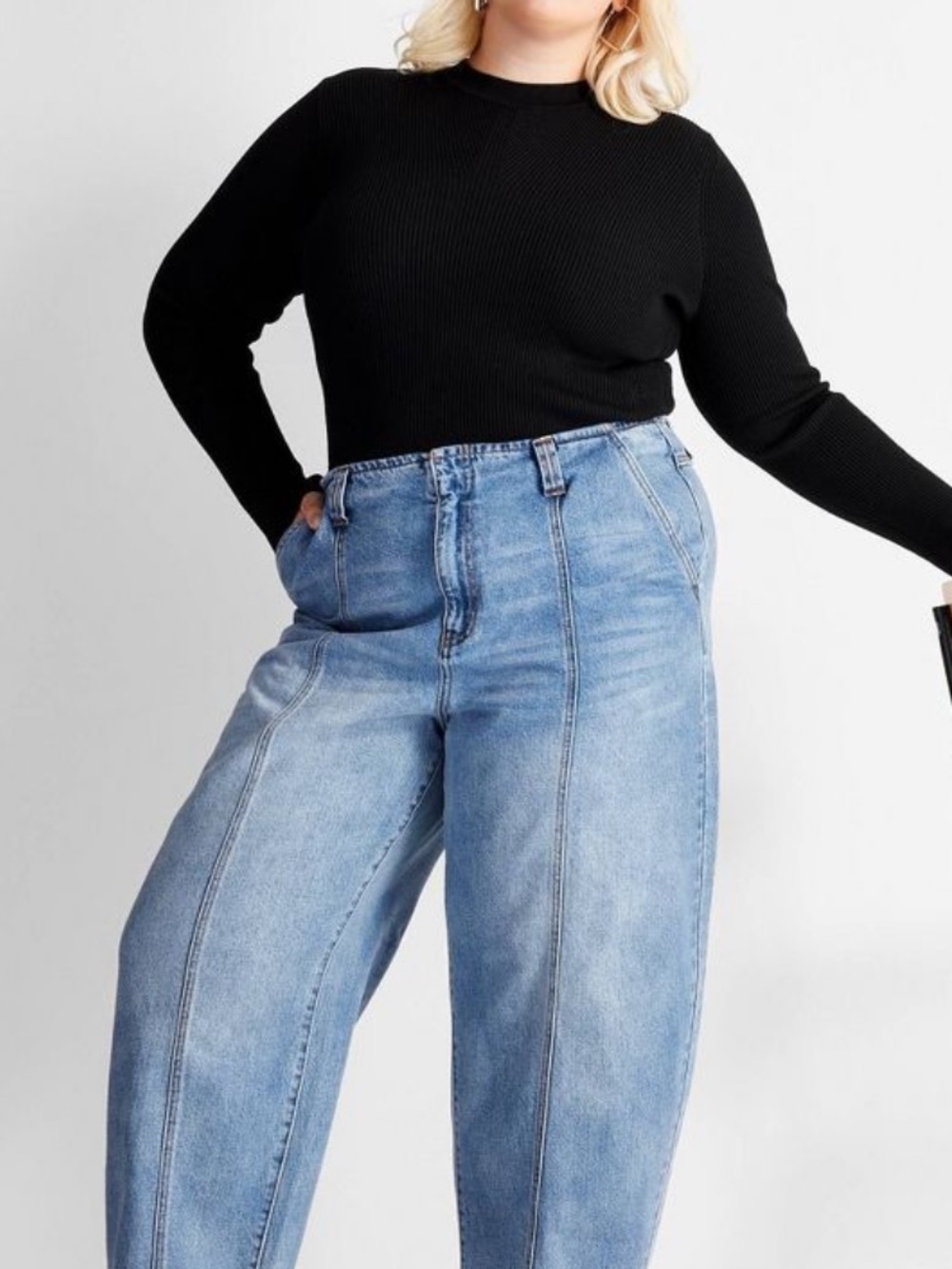 High-Rise Wide Leg Women’s Barrel Jeans in Light Blue
